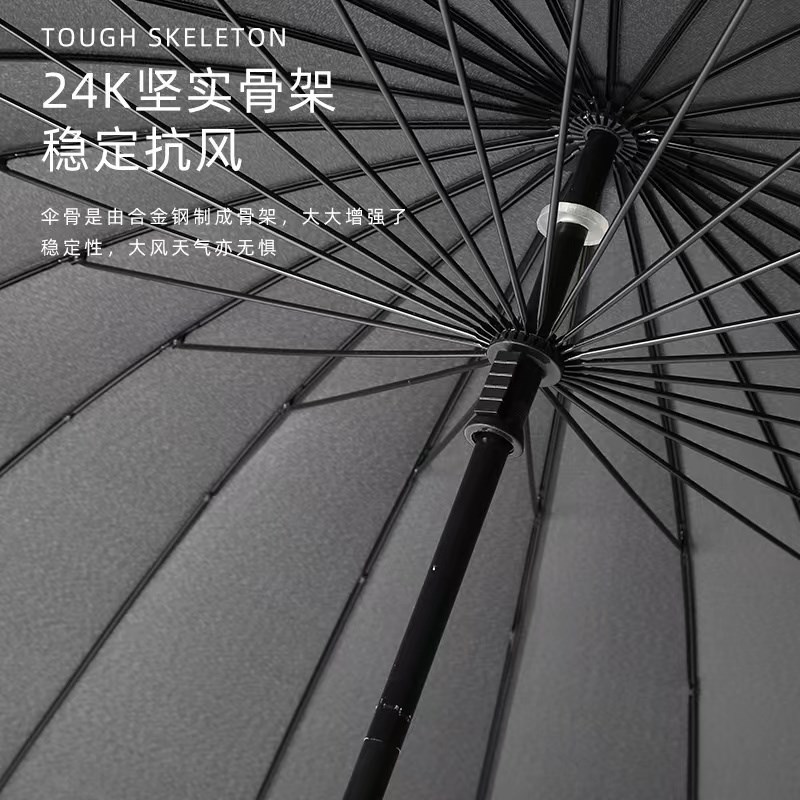 日本MUJ24骨防水套雨伞男士大号长柄伞自动加大双人直杆抗风暴雨