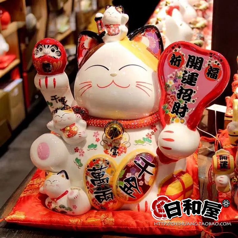 日式千万两招财猫陶瓷储蓄罐日料店店铺开业礼品摆件摆设特大号