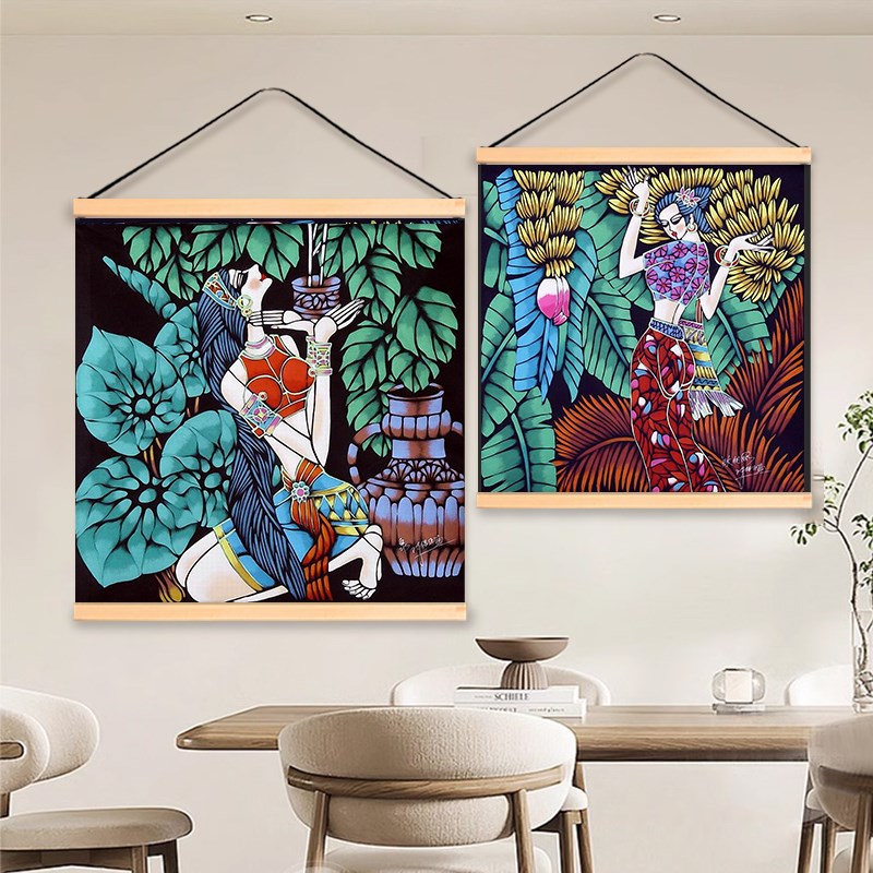 民族风装饰画客厅沙发背景墙挂画民族风人物布艺客房卧室床头挂帘图片