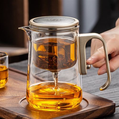 高档磁吸飘逸杯泡茶壶新款全玻璃内胆茶水分离壶T办公懒人泡茶神