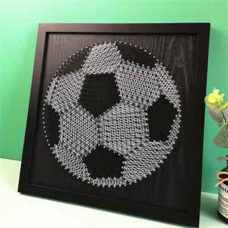 足球纱线画 diy手工制作材料包 钉子绕线画 家居装饰摆台挂墙成品