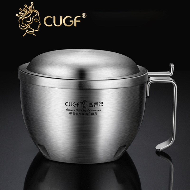 厨贵妃304不锈钢碗学生宿舍泡面碗带盖餐具食堂碗筷套装碗碟