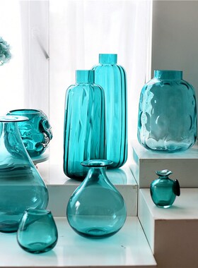 每周一三五d10点上新/欧式国际绿色玻璃花瓶样板间家居装饰品摆件