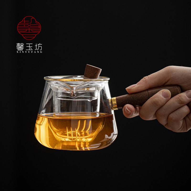 透明玻璃侧把壶煮茶壶耐高温电陶炉泡茶壶木把过滤茶壶功夫茶具