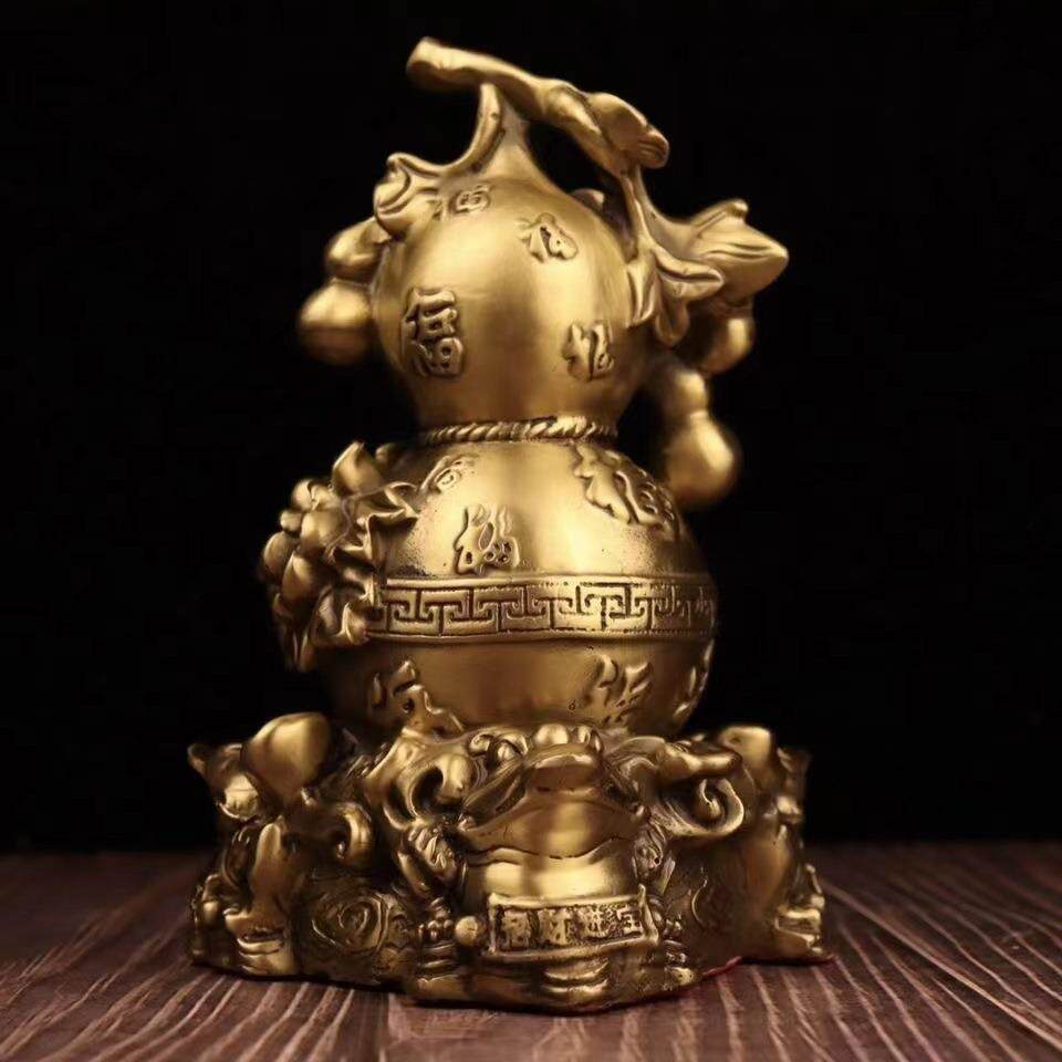 铜葫芦摆件纯铜金蟾百福聚来葫芦家居玄关办公室装饰福禄字葫芦T