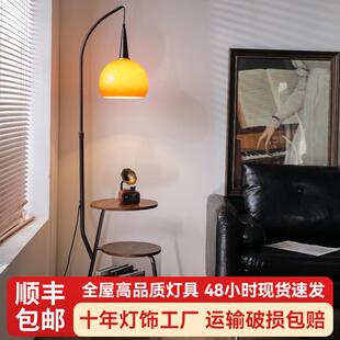 中古风落地灯客厅沙发旁边茶几氛围吊灯卧室床头柜置物架一体台灯