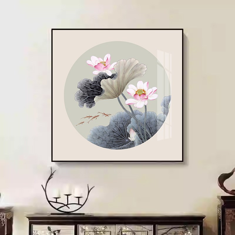 新中式玄关装饰画山水风景画走廊过道壁画客厅方形餐厅办公室挂画图片