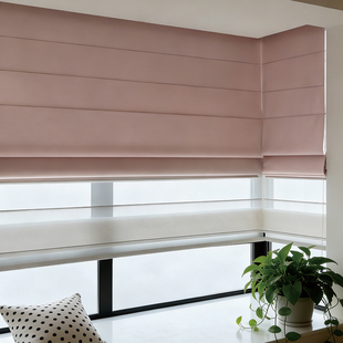 折叠手动电动双层日夜罗马帘遮光窗帘卧室客厅遮阳打孔卷帘升降帘