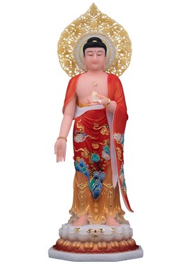 西方三圣佛像汉白玉彩绘新品阿弥陀佛观音菩萨大势至菩萨家居摆件