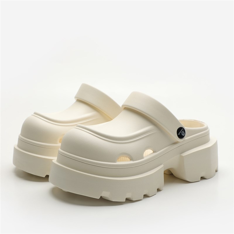 夏季增高7cm凉鞋女外穿百搭不累脚超火防滑时尚白色护士洞洞凉拖