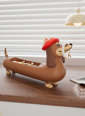 中古风腊肠狗戒指托卡通创意首饰盒收纳架小众可爱送礼品桌面摆件