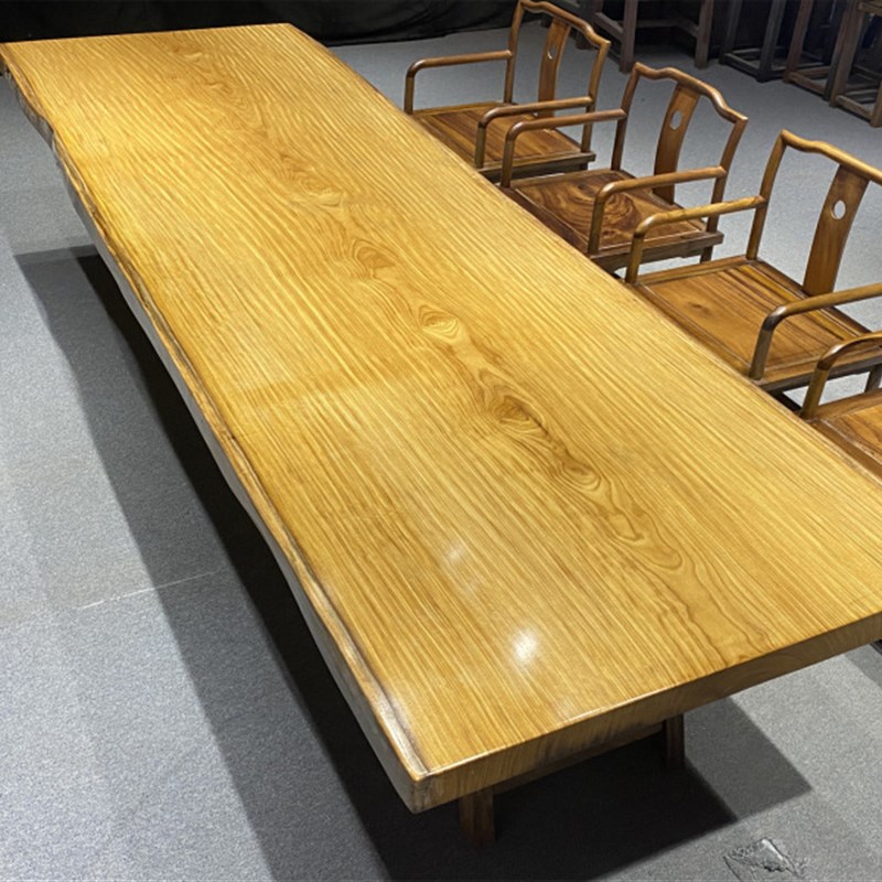 柚木实木大板桌整块原木胡桃木老板桌现货会议桌茶板餐桌家具桌