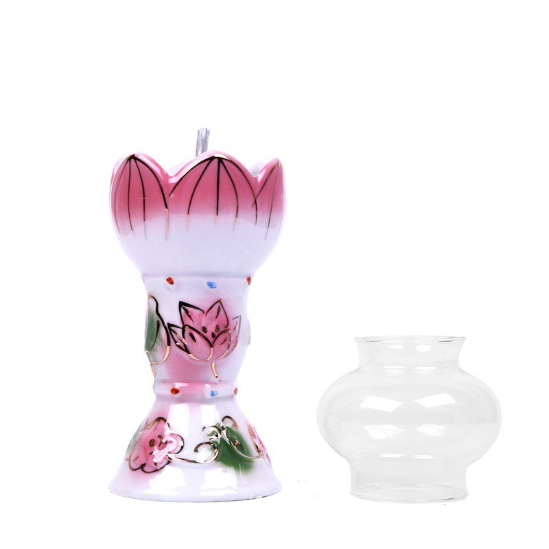 热销供佛灯 莲花灯陶瓷酥油灯灯座 供灯烛台 液体灯架佛具用品