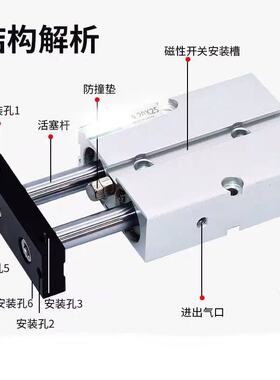 双轴杆气缸TDA/TN20X100X110X120X130X125X150X160X170X180X230-S