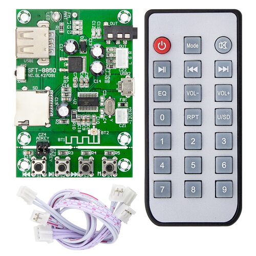 蓝牙解码板模块解码器 MP3多格式播放FM收音5V12V供电APP控制数字