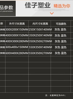 带盖塑料周转箱灰五金配件零件盒加厚翻盖长方形物流箱食品收纳箱
