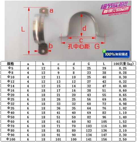 不锈钢骑马卡加厚马鞍卡欧姆卡U型管卡不锈钢管卡管夹线管水管卡