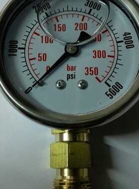 充油防震耐振压力表 yn-63 双刻度 0~350bar~5000psi npt1/4