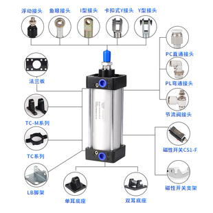 32标准SC40气缸50大全63小型80气动100大推力125伸缩160全套重型