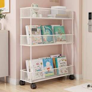 门后置物架可移动书架卧室多层带轮小推车客厅儿童简易书本收纳柜