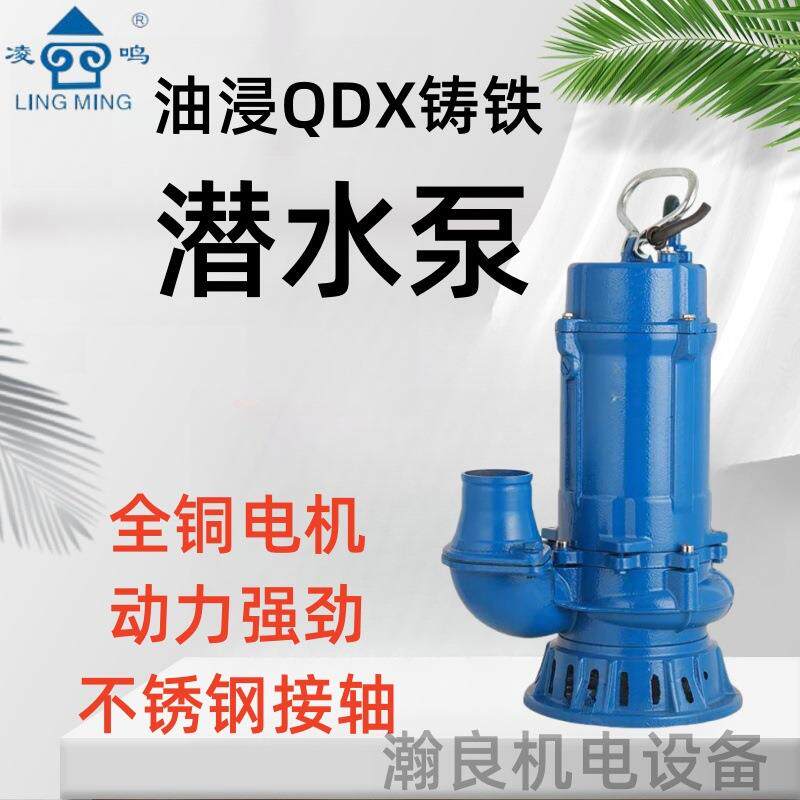 上海凌鸣QDX铸铁款潜水泵丝口220V全铜不锈钢轴灌溉排水抽水泵