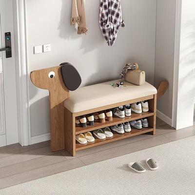 实木小狗换鞋凳门口家用可爱创意鞋架穿鞋凳进门入户鞋柜坐凳