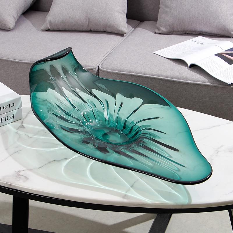 厂家欧式酒店前台摆件大堂装饰 渐变玻璃水果盘轻奢售楼处摆设