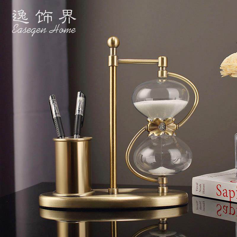 创意办公室笔筒摆件轻奢计时沙漏送领导书桌商务礼品礼物刻字LOGO