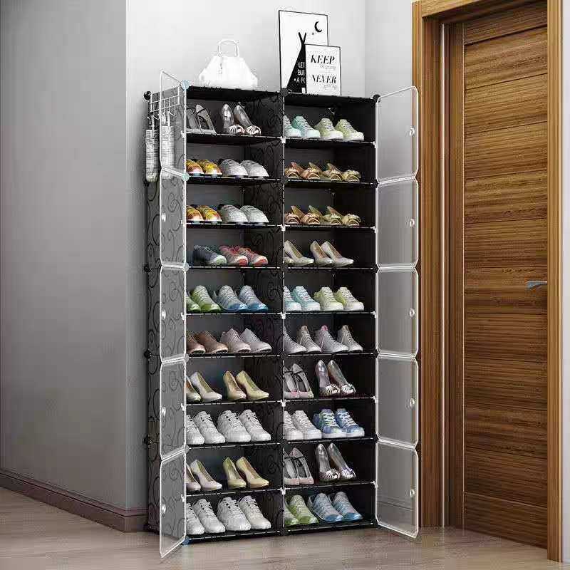 简易门口收纳鞋柜家用防尘可拆卸组合多层入户塑料鞋架省空间鞋柜