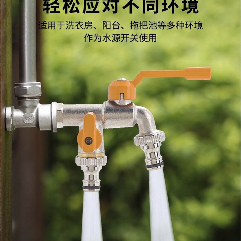 花园庭院户外防冻水龙头4分一进二出室外全铜双用6分出水口大流量