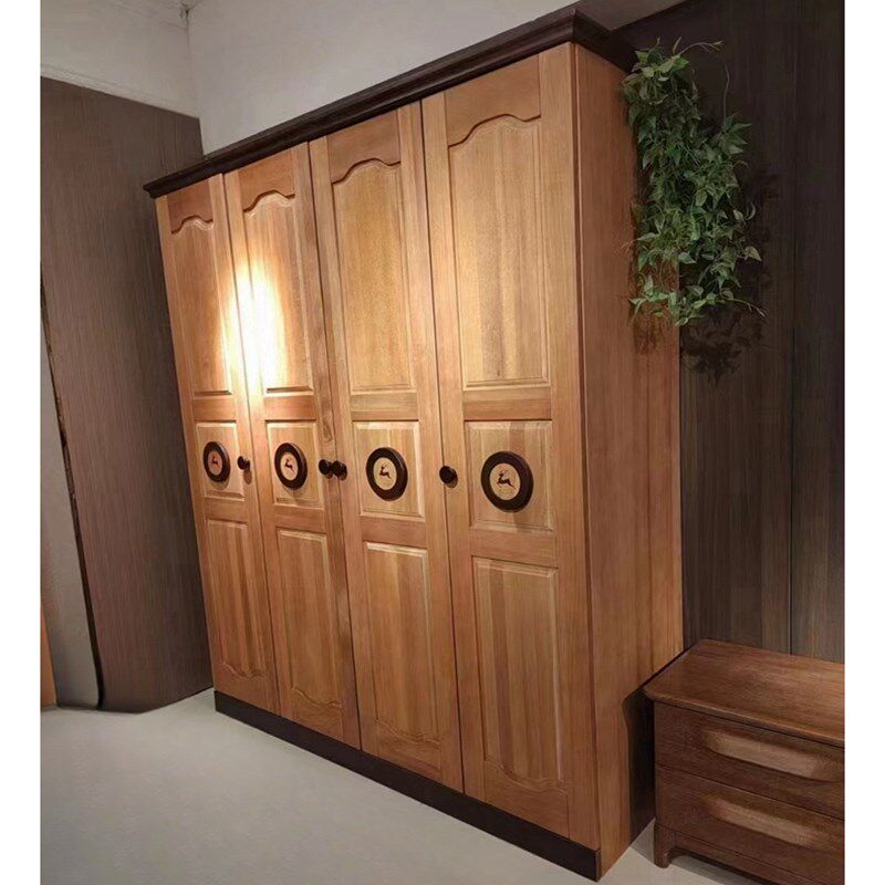 全实木两门衣柜儿童衣柜三门衣橱实木储物柜N简约四门衣柜衣帽间