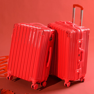 结婚行李箱陪嫁箱新娘红色拉杆箱女旅行密码皮箱子婚礼嫁妆箱一对
