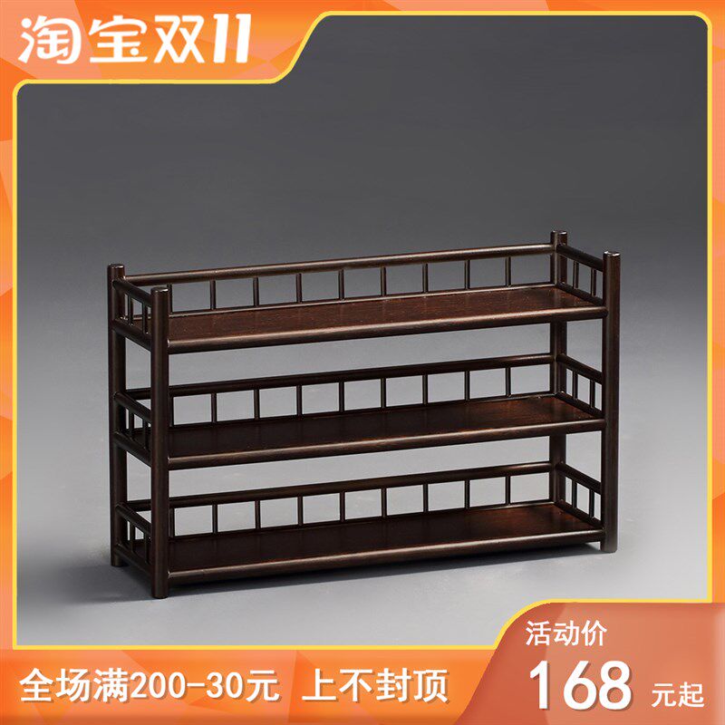 竹禅迹多层壶架 茶杯架子茶具收纳架茶壶架多宝格茶棚圆竹置物架