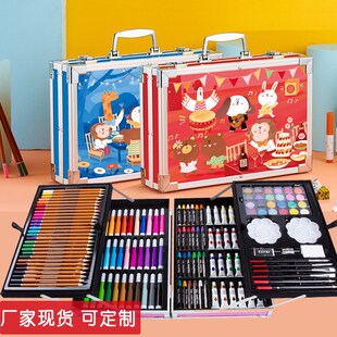 145件双层画笔套装儿童水彩笔画画工具I文具套装美术用品学生礼品