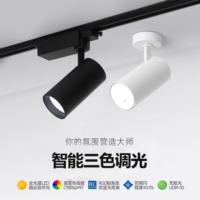 轨道lecd明装射灯可调角度家用背景墙吸顶式聚光照画射灯店铺商用