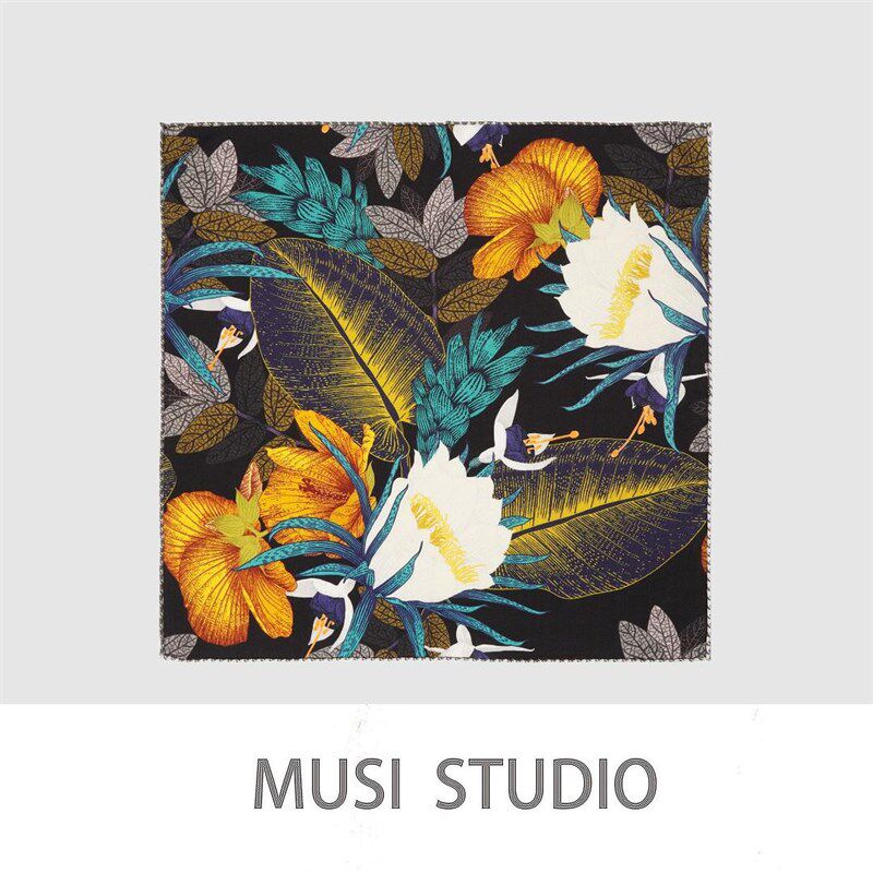 musi慕姒杨杨白色花卉 重磅新品丝毛秋冬丝巾围巾65*65