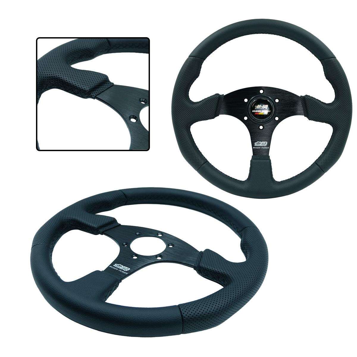 跨镜热销 14英寸无限MUGEN汽车改装快拆方向盘通用平面赛车转向盘