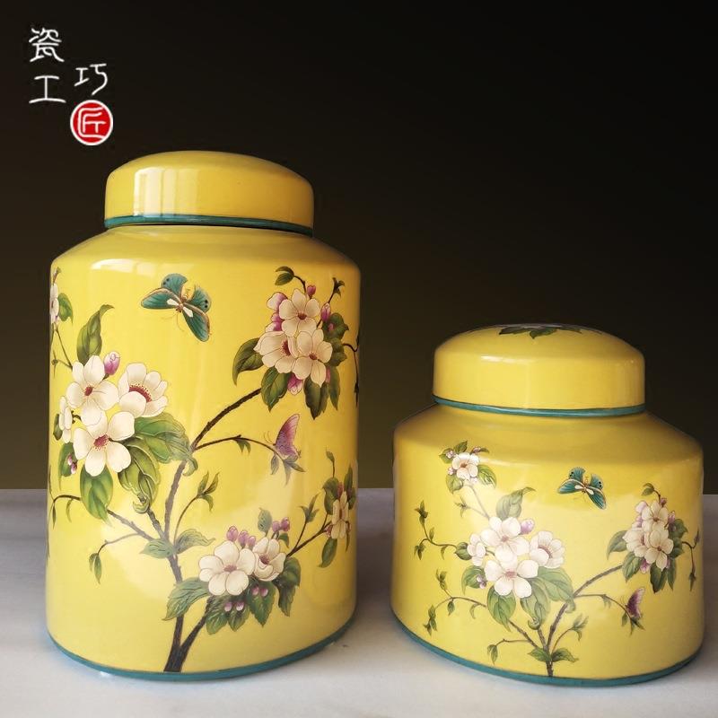 欧式美式中式手绘陶瓷储物罐摆件工艺品创意家居摆设玄关装饰复古