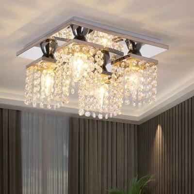 新款led水晶灯轻奢正方形过道灯具玄关楼梯走廊吸顶灯饰厂家