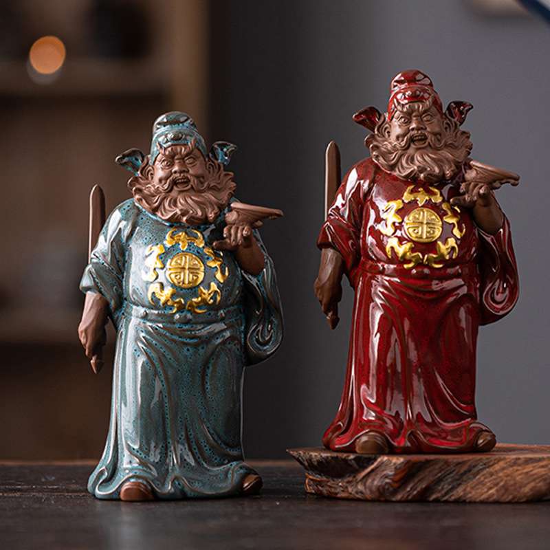 陶瓷钟馗送福摆件中式神像客厅办公室桌面装饰工艺品送长辈祝福