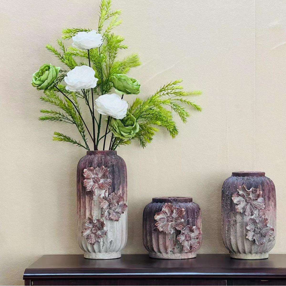 陶瓷花瓶花盆重工艺贴花安装彩绘欧美风格家居摆饰工艺品复古风
