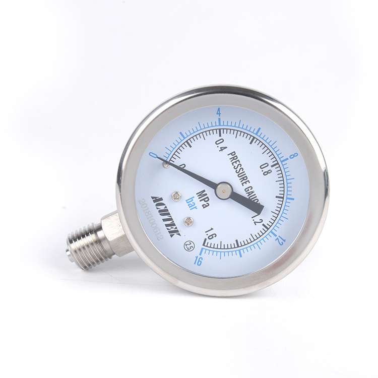 ACUTEK 304不锈钢压力表 Y60BF 1.6mpa  M14*1.5耐高温氨气压力表