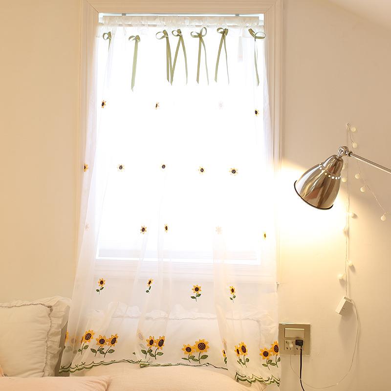 阳光的味道向日葵窗帘窗帘短帘半帘柜门帘咖啡帘免打孔