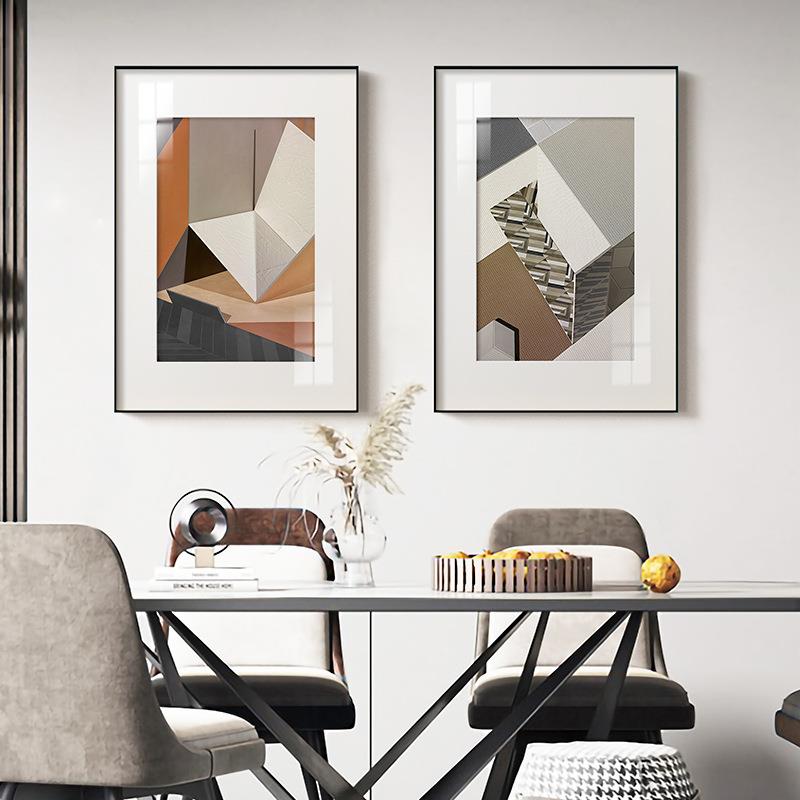 空间交错 北欧简约客厅装饰画抽象几何小众壁画餐厅卧室卡纸挂画
