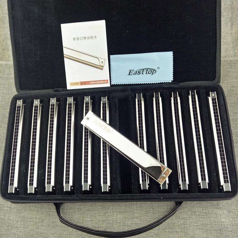 东方（EASTTOP）24孔12调套装演奏口琴 24孔28孔复音套装口琴