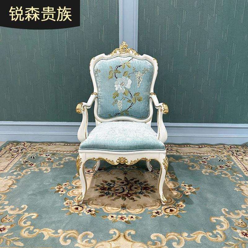 法式布艺休闲椅 欧式宫廷奢华实木沙发椅阳台躺华单人位时尚椅子