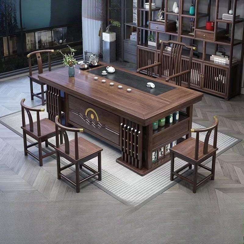 新中式泡茶桌椅组合全自动茶几实木家用办公室茶台茶桌一体一整套