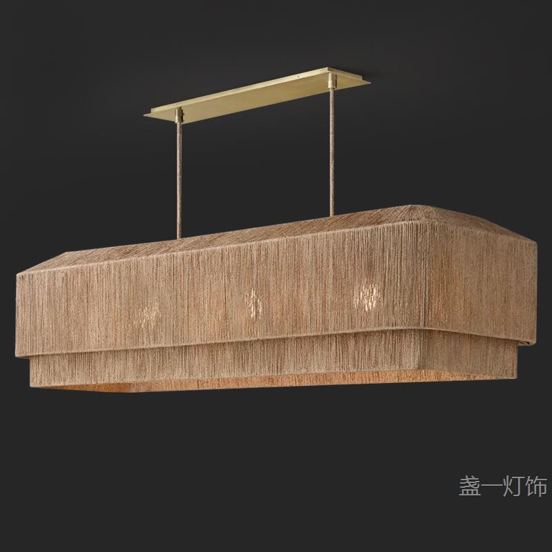 美式乡村风灯简约复古餐厅岛台前台茶室禅意民宿手工编制麻绳吊灯