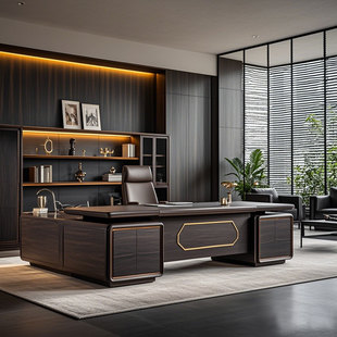 老板办公桌老板桌椅组合意式简约现代轻奢高级感总裁董事长大班台