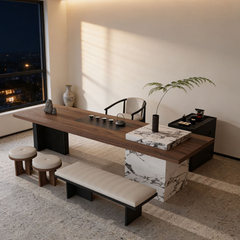 轻奢新中式实木茶桌椅组合2026新款意式岩板高档办公室会客泡茶台,住宅家具,家用茶台/茶桌,淘宝优惠券,粉丝福利购,淘宝优惠卷